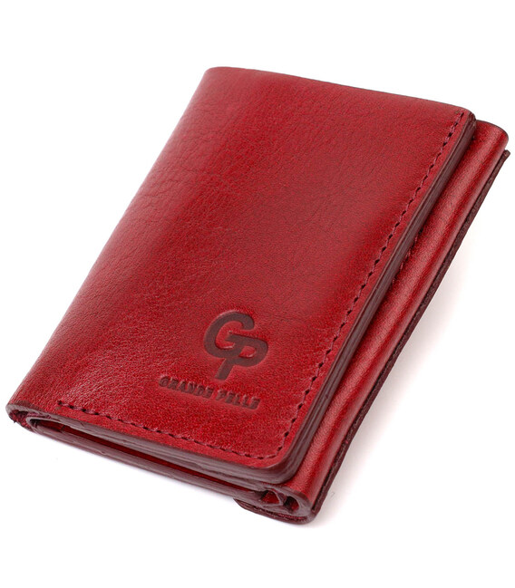 Компактное женское портмоне в три сложения GRANDE PELLE 16788 Бордовый фото, картинка, изображение