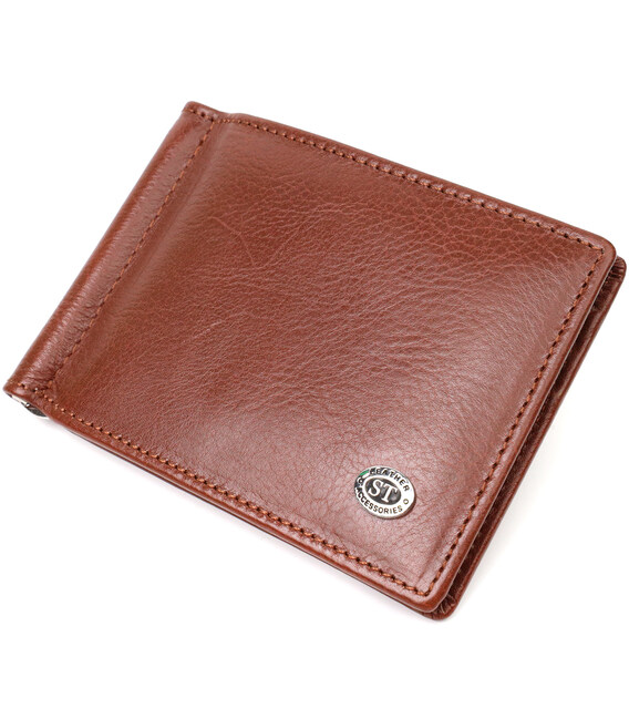 Зручний затискач для грошей із натуральної гладкої шкіри ST Leather 19427 Коричневий картинка, зображення, фото