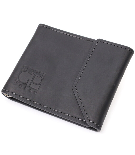 Компактный кожаный зажим для денег с держателем для Apple AirTag GRANDE PELLE 11617 Черный фото, картинка, изображение