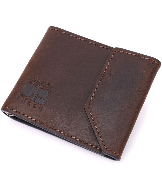 Надежный кожаный зажим для денег с держателем для Apple AirTag GRANDE PELLE 11618 Коричневый фото, картинка, изображение