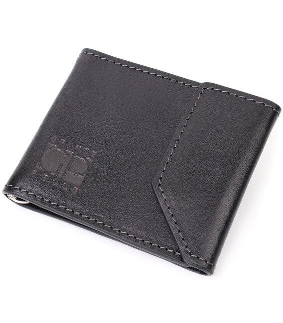 Удобный кожаный зажим для денег с держателем для Apple AirTag GRANDE PELLE 11619 Черный фото, картинка, изображение