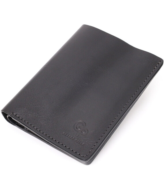 Стильное кожаное портмоне с держателем для Apple AirTag GRANDE PELLE 11625 Черный фото, картинка, изображение