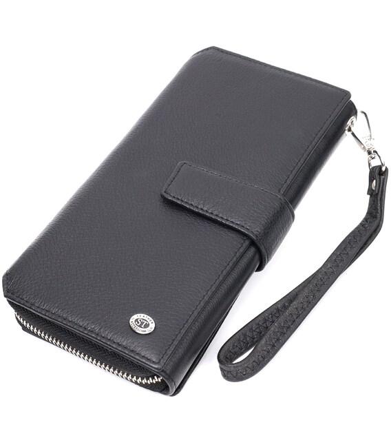 Кошелек клатч унисекс из натуральной кожи для карт и купюр ST Leather 19432 Черный фото, картинка, изображение