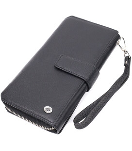 Гаманець клатч унісекс з натуральної шкіри для карток та купюр ST Leather 19432 Чорний картинка, зображення, фото