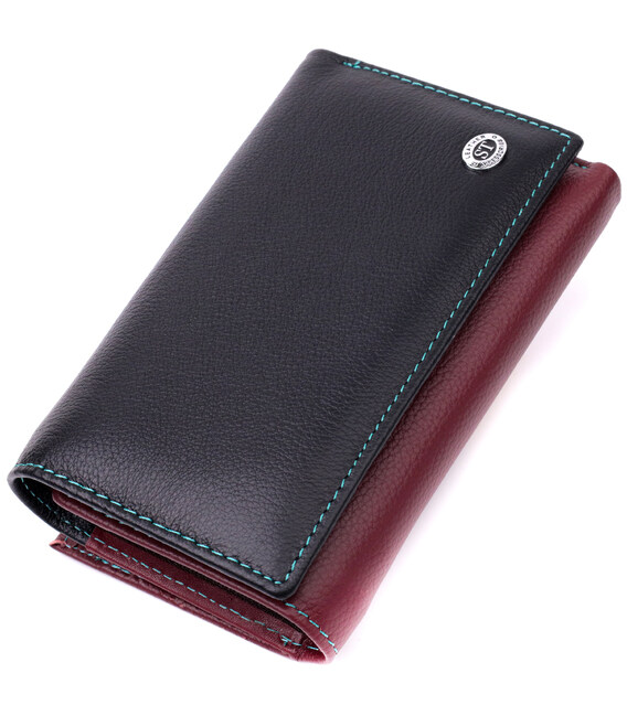 Вместительный кожаный кошелек в три сложения для женщин ST Leather 19444 Разноцветный фото, картинка, изображение