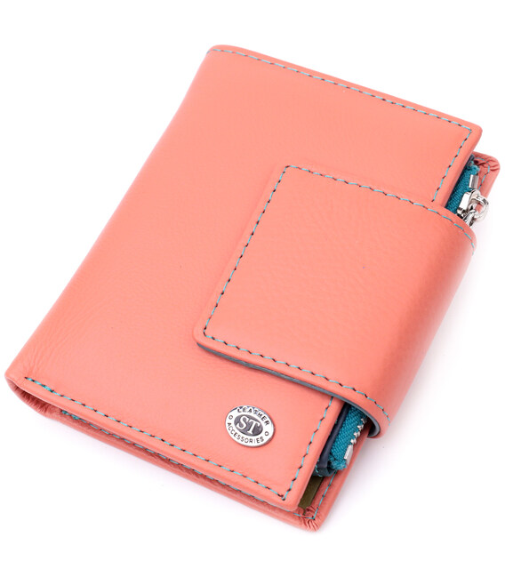 Кошелек из натуральной кожи для женщин с интересной монетницей ST Leather 19447 Оранжевый фото, картинка, изображение