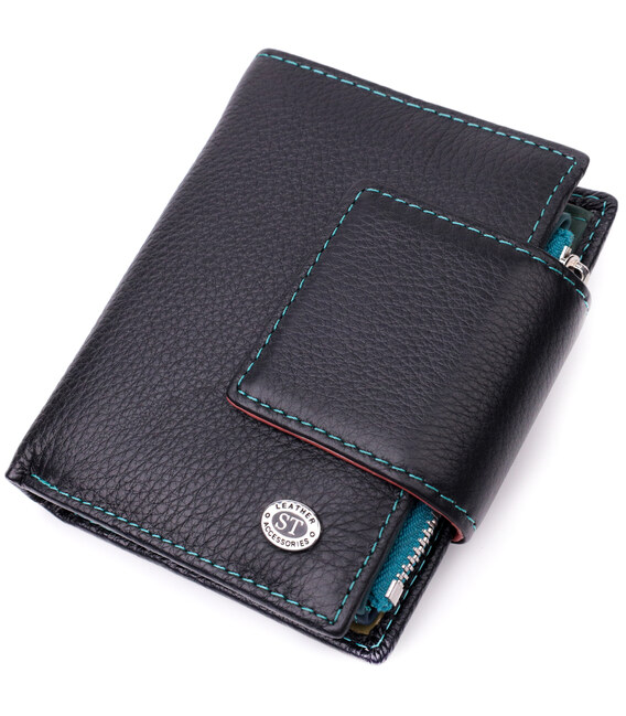 Портмоне для женщин в классическом цвете с интересной монетницей ST Leather 19449 Черный фото, картинка, изображение