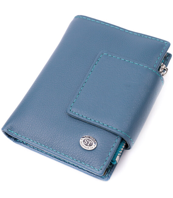 Портмоне для женщин с оригинальной монетницей из натуральной кожи ST Leather 19450 Бирюзовый фото, картинка, изображение
