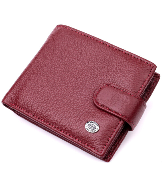 Стильное женское портмоне с блоком для карт из натуральной кожи ST Leather 19472 Бордовый фото, картинка, изображение