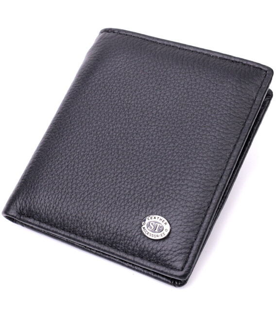 Универсальная модель кошелька из натуральной кожи ST Leather 19474 Черный фото, картинка, изображение