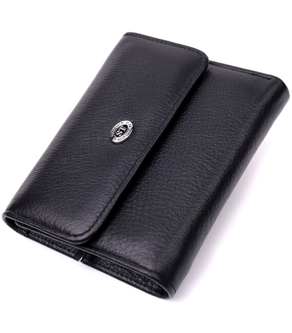 Симпатичный женский кошелек с монетницей из натуральной кожи ST Leather 19481 Черный фото, картинка, изображение