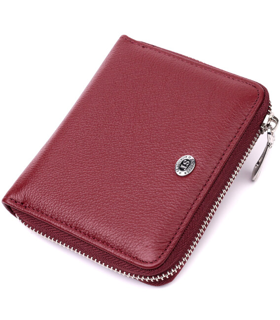 Портмоне для жінок на блискавці з натуральної шкіри ST Leather 19487 Бордовий картинка, зображення, фото