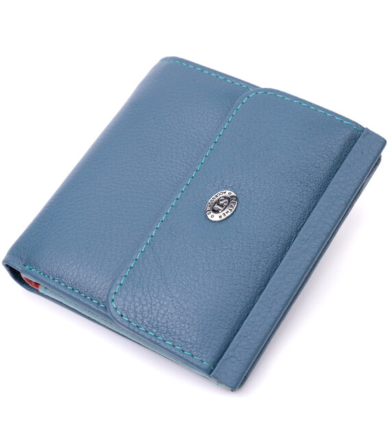Стильный женский кошелек среднего размера из натуральной кожи ST Leather 19497 Бирюзовый фото, картинка, изображение