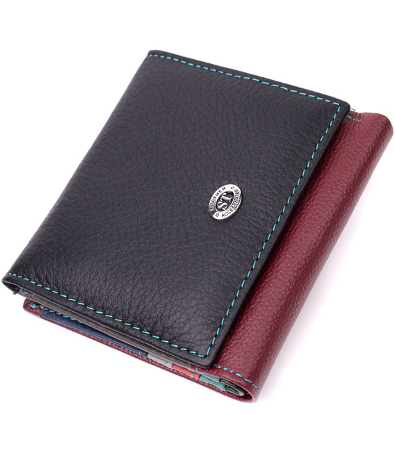 Стильный женский кошелек с оригинальной монетницей из натуральной кожи ST Leather 19510 Разноцветный фото, картинка, изображение