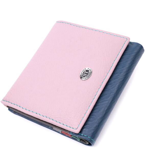 Симпатичный женский кошелек с оригинальной монетницей из натуральной кожи ST Leather 19512 Разноцветный фото, картинка, изображе