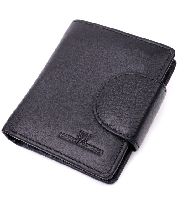 Надежный кошелек для женщин вертикального типа из натуральной кожи ST Leather 22451 Черный фото, картинка, изображение