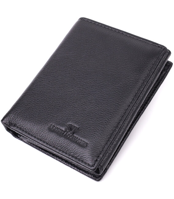 Вертикальный кошелек для стильных мужчин из натуральной кожи ST Leather 22464 Черный фото, картинка, изображение