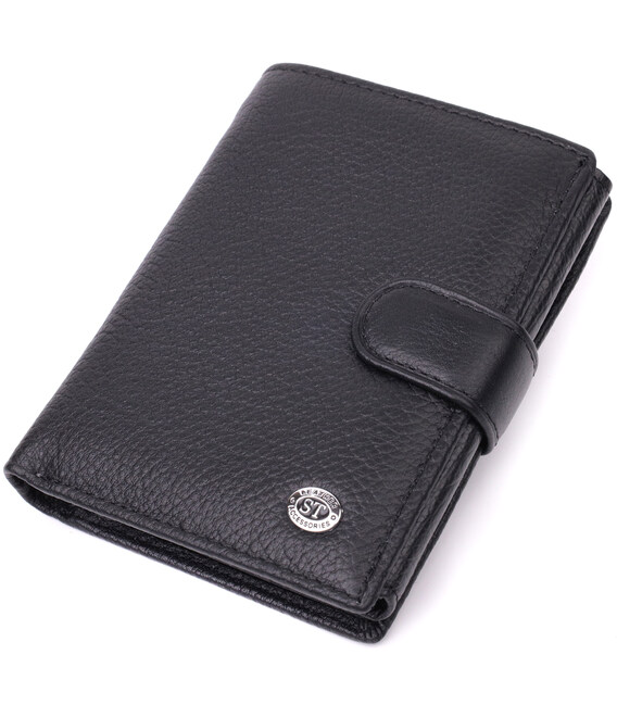 Солидный мужской бумажник из натуральной кожи ST Leather 22467 Черный фото, картинка, изображение