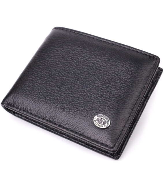 Отличный зажим из натуральной кожи ST Leather 22475 Черный фото, картинка, изображение
