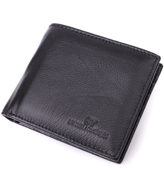 Кожаное мужское портмоне из зажимом ST Leather 22481 Черный фото, картинка, изображение