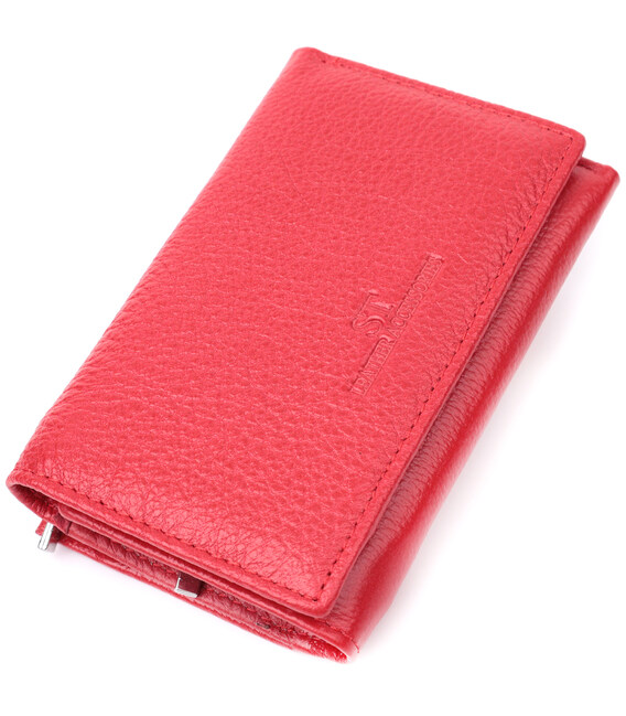 Кожаный удобный женский кошелек в три сложения ST Leather 22490 Красный фото, картинка, изображение