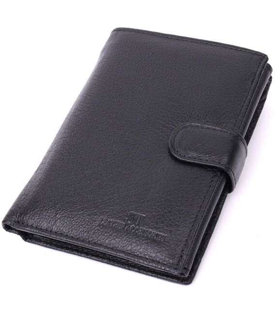 Вместительный мужской бумажник с блоком под документы из натуральной кожи ST Leather 22491 Черный фото, картинка, изображение