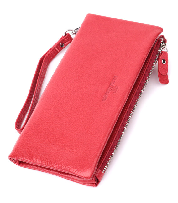 Кошелек-клатч для женщин с двумя молниями из натуральной кожи ST Leather 22526 Красный фото, картинка, изображение
