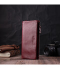 Добротный женский кошелек-клатч с двумя молниями из натуральной кожи ST Leather 22528 Бордовый фото, картинка, изображение