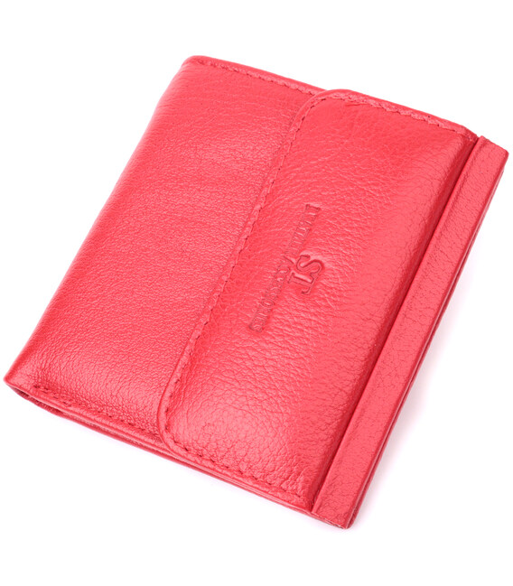 Яркий небольшой женский кошелек с монетницей снаружи из натуральной кожи ST Leather 22543 Красный фото, картинка, изображение