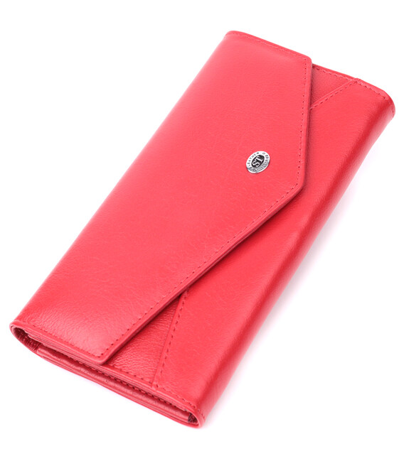 Жіночий гаманець з геометричним клапаном з натуральної шкіри ST Leather 22545 Червоний картинка, зображення, фото