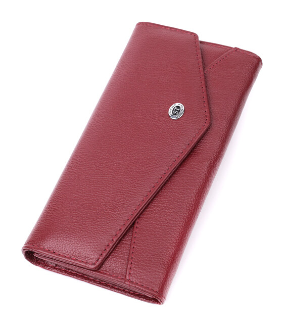 Кошелек для женщин из натуральной кожи с геометрическим клапаном ST Leather 22547 Бордовый фото, картинка, изображение