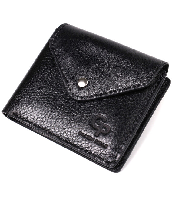 Кошелек унисекс из глянцевой натуральной кожи GRANDE PELLE 16806 Черный фото, картинка, изображение