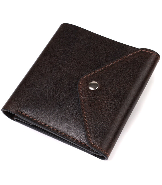 Мужской кошелек из глянцевой натуральной кожи GRANDE PELLE 16814 Коричневый фото, картинка, изображение