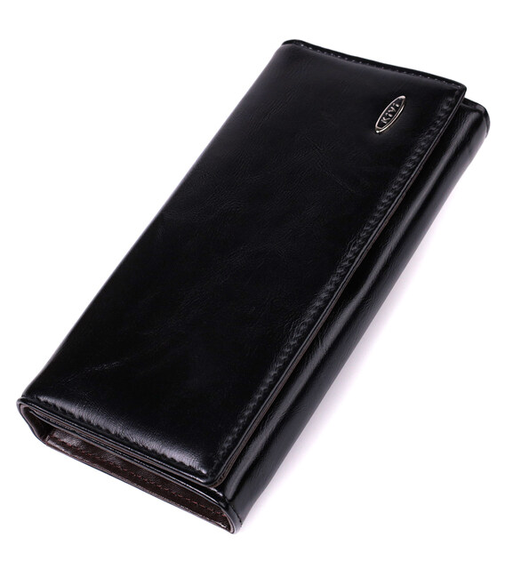 Горизонтальный женский кошелек из качественной экокожи KIVI 19087 Черный фото, картинка, изображение