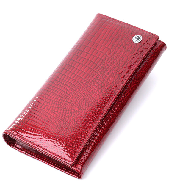 Кошелек для женщин из натуральной лакированной кожи ST Leather 22680 Красный фото, картинка, изображение