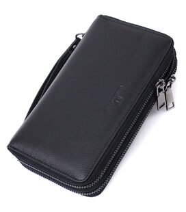 Чоловічий шкіряний клатч для карток купюр та документів ST Leather 22684 Чорний