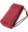 Фактурний клатч на два відділення з лакованої натуральної шкіри ST Leather 22692 Червоний картинка, зображення, фото
