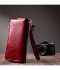 Фактурний клатч на два відділення з лакованої натуральної шкіри ST Leather 22692 Червоний картинка, зображення, фото