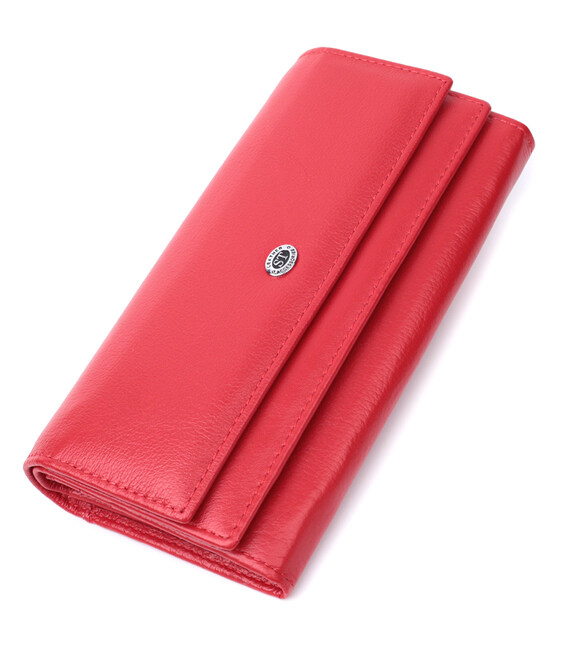 Вместительный женский кошелек с двумя клапанами из натуральной кожи ST Leather 22695 Красный фото, картинка, изображение