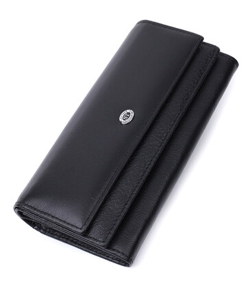 Жіночий шкіряний гаманець для карток купюр та монет ST Leather 22696 Чорний картинка, зображення, фото