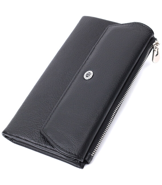 Женское портмоне с блоком для карт из натуральной кожи ST Leather 22698 Черный фото, картинка, изображение