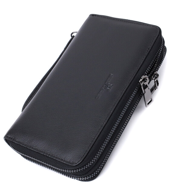 Стильний чоловічий клатч на два відділення із натуральної шкіри ST Leather 22700 Чорний картинка, зображення, фото