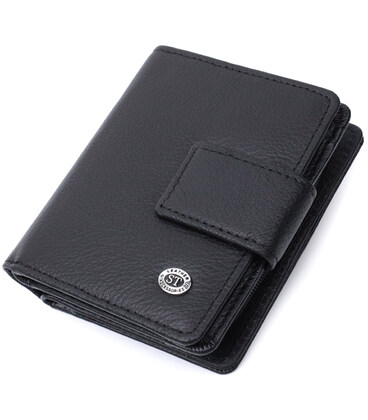 Жіночий гаманець з монетницею та блоком для пропусків із натуральної шкіри ST Leather 22713 Чорний картинка, зображення, фото