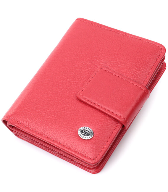 Яркий женский кошелек с монетницей и блоком для пропусков из натуральной кожи ST Leather 22714 Красный фото, картинка, изображен