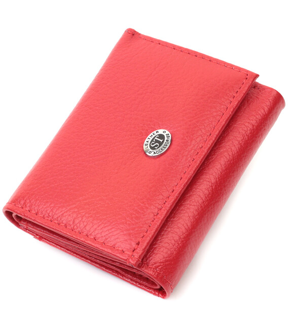 Компактне жіноче портмоне з монетницею із натуральної шкіри ST Leather 22729 Червоний картинка, зображення, фото