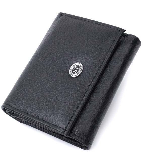 Небольшое женское портмоне с монетницей из натуральной кожи ST Leather 22730 Черный фото, картинка, изображение