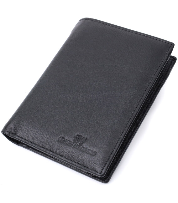 Вертикальное мужское портмоне из натуральной кожи ST Leather 22733 Черный фото, картинка, изображение