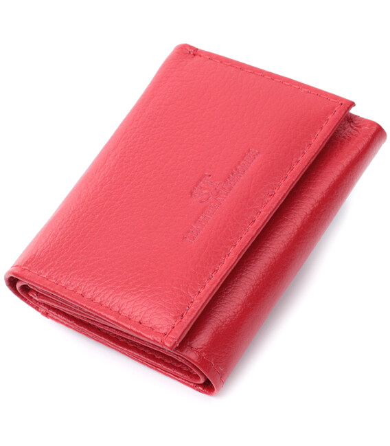 Маленький удобный кошелек с монетницей из натуральной кожи ST Leather 22741 Красный фото, картинка, изображение