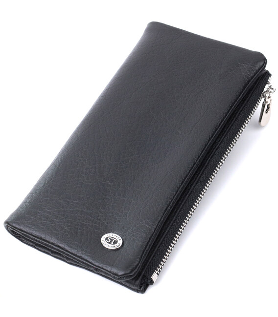 Вертикальный бумажник унисекс из мягкой натуральной кожи ST Leather 22743 Черный фото, картинка, изображение