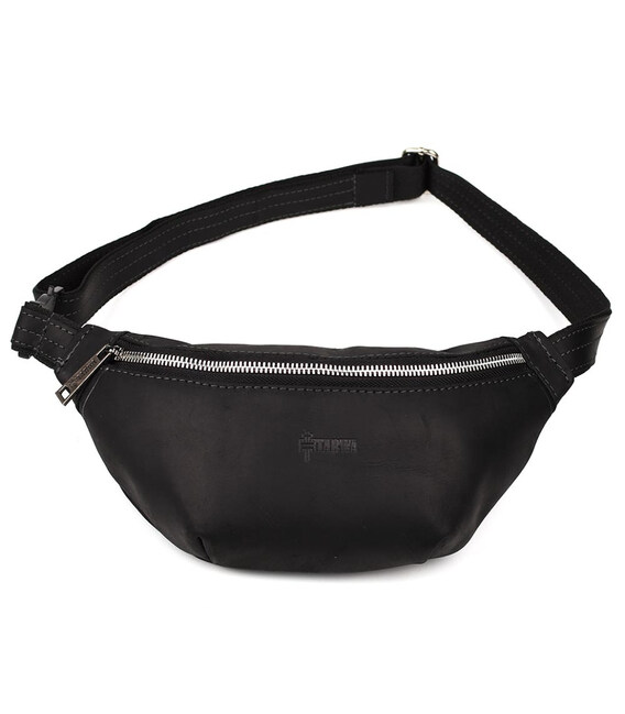 Шкіряна сумка на пояс бананка TARWA RA-7416-4lx крейзі чорний хорс фото, картинка, изображение